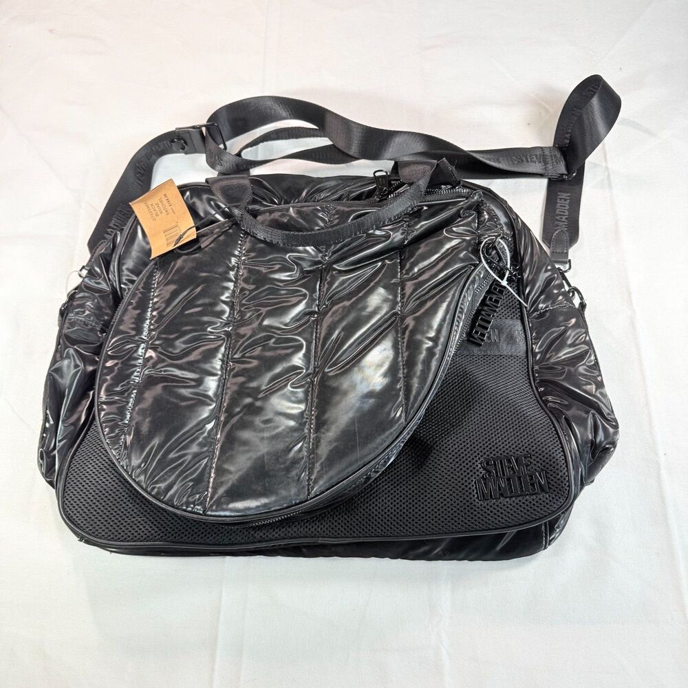NWT Steve Madden BMAE Black Puffer Pickleball Satchel Duffle Bag